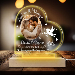I Love You With All My Heart - Personalized 3D LED Light Wooden Base - Gift For Couple