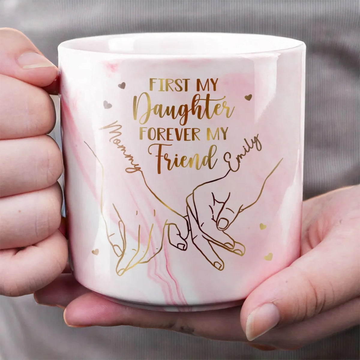 First My Daughter Forever My Friend - Personalized Marble Mug - Gift For Daughter