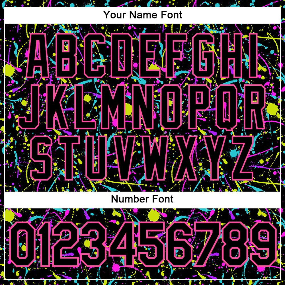 Custom Graffiti Pattern Black-Pink 3D Neon Splatter Authentic Baseball Jersey