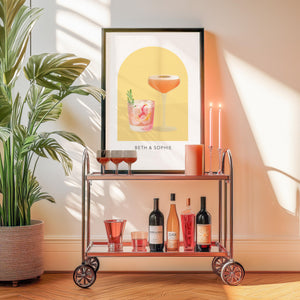 Personalised Name Wine, Beer & Cocktail Wall Art, Bar Cart Decor, Cocktail Bar At Home Decor