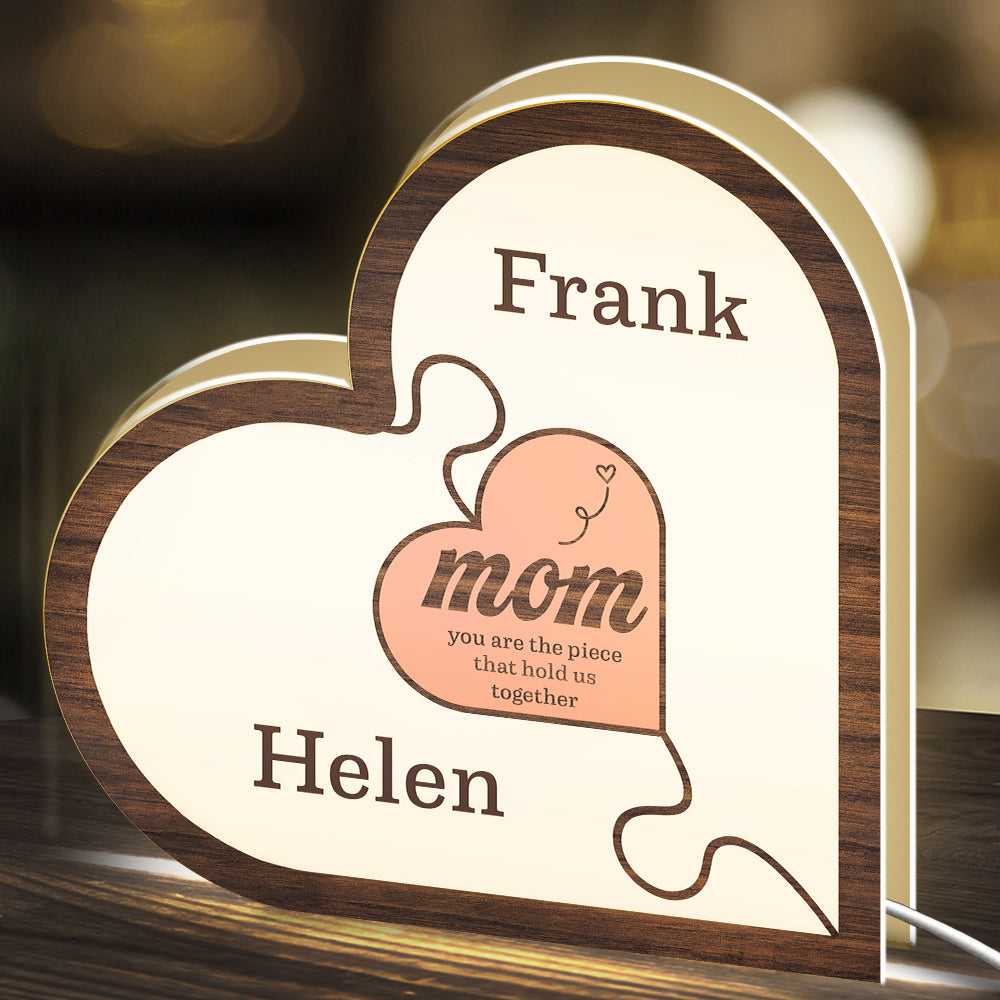 Mom You're The Piece That Holds Us Together - Personalized Acrylic Light Box - Gift For Mother, Grandma