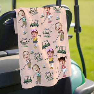 Personalized Baby Photo Golf Towel for Dad, Kids Photo Golf Towel, Best Dad By Par Towel, Fathers Day Gift For Husband, Golf Dad Gift