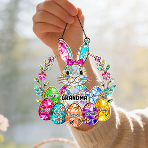 Bunny Grandma Easter Gift - Personalized Acrylic Suncatcher Ornament - Easter Decor for Grandma, Mother's Day Gift for Grandma, Mom, Wife