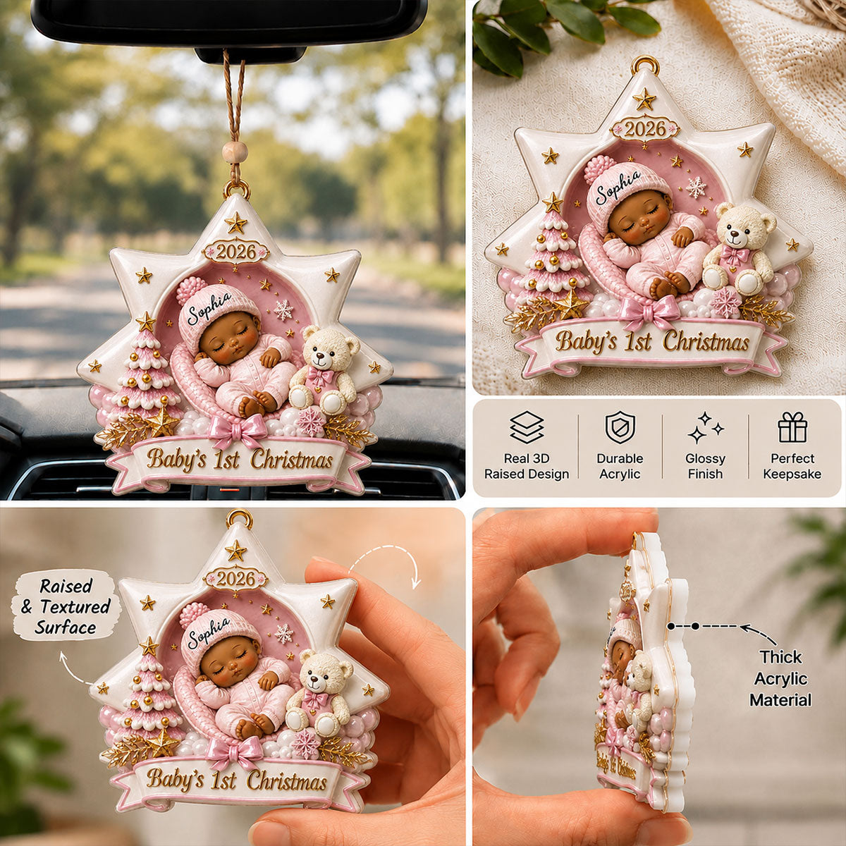 Born For Christmas Magic - New Mom New Born Ornament - Real 3D Raised Ornament