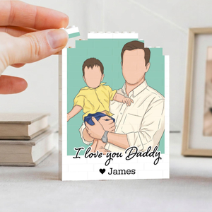 Personalized Dad Portrait Building Blocks, Daddy And Me Photo Keepsake, Fathers Day Gift for Dad, Best Dad Gift from Kids, Birthday Gift