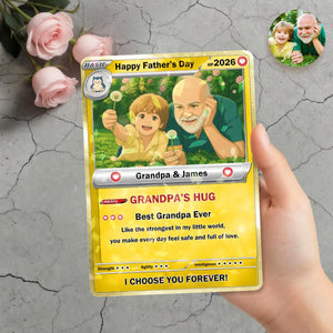 Personalized PKM Card for Grandpa, Custom Family Photo Card, Father's Day Gift For Papa Grandpa, Custom Anime Photo Card, Anime Fan Gift
