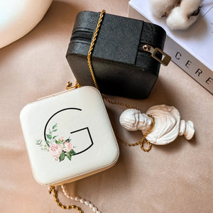 Personalized Floral Initial - Custom Square Jewelry Box - Gift For Her, Bridesmaid Gifts, Memorial Gifts