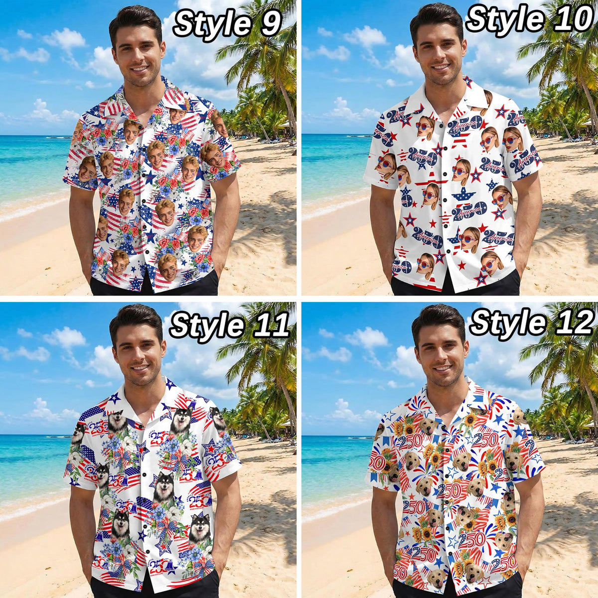 Custom Face Hawaiian Shirt: American Flag 250th Anniversary Shirt, Independence Day Gift