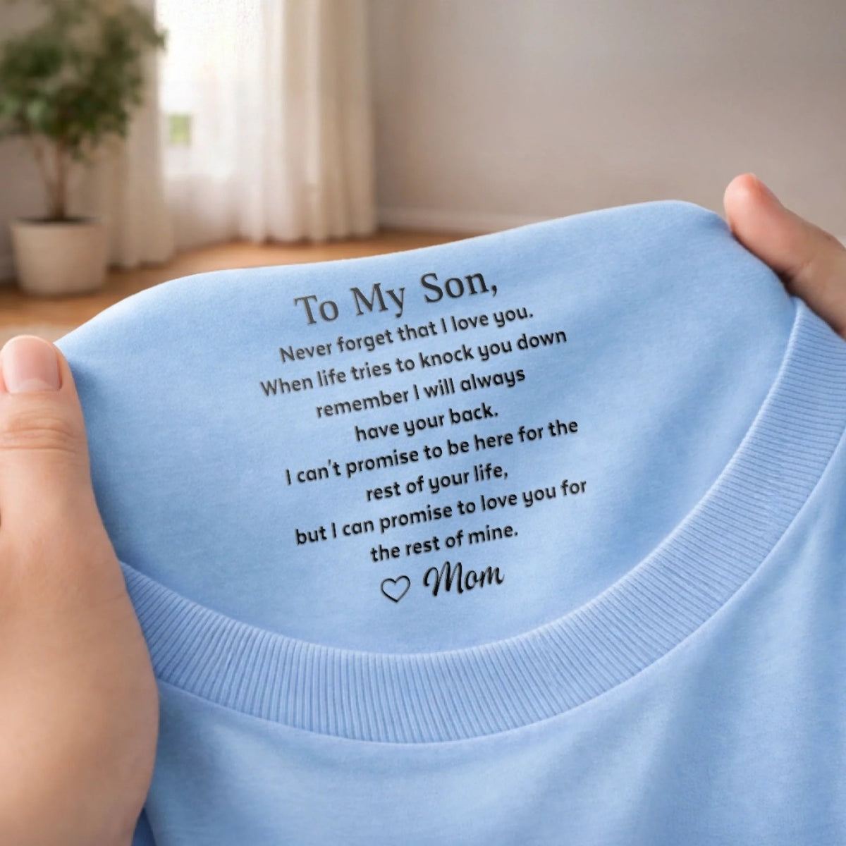 Never Forget That I Love You - Personalized Neck Print T Shirt - Gift For Son, Daughter, Grandson & Granddaughter