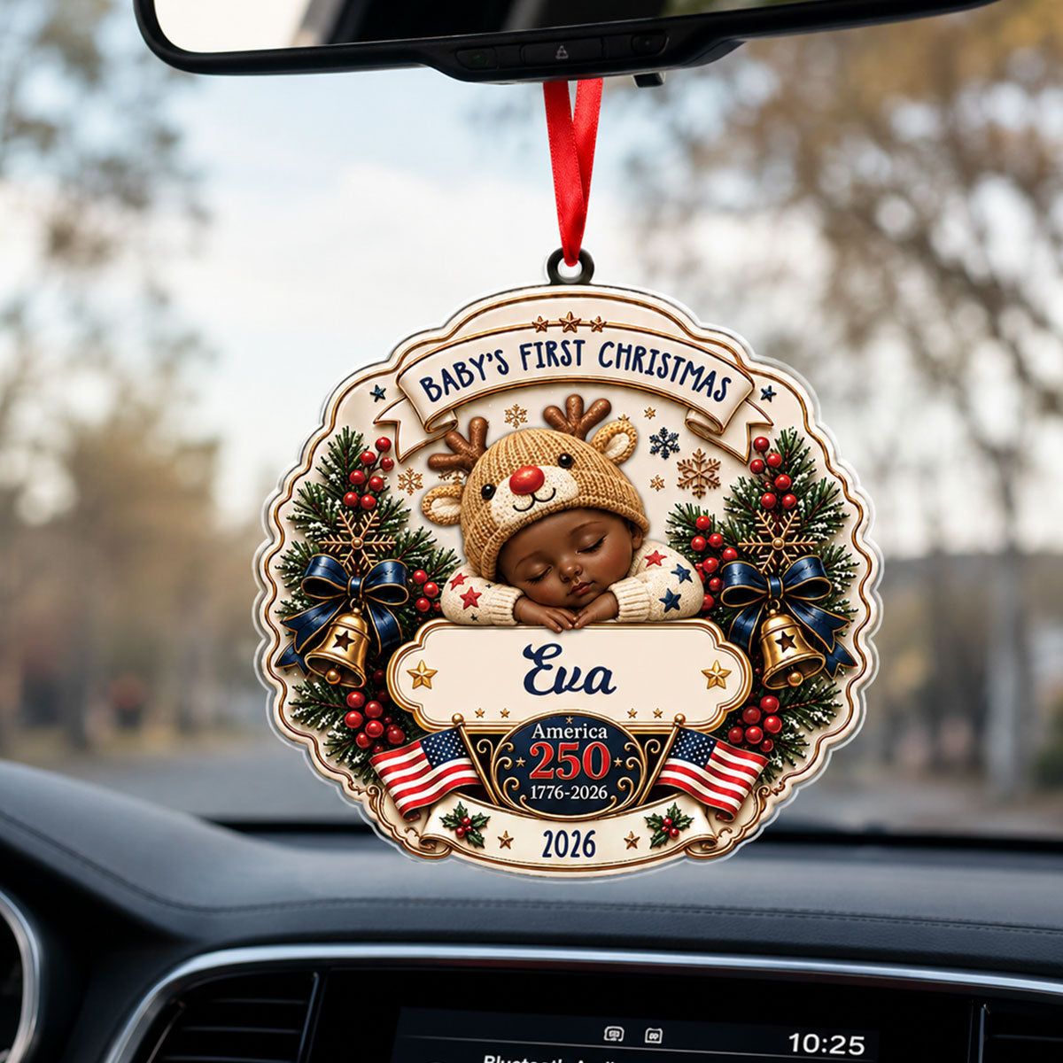 America 250 Baby’s First Christmas Ornament - Personalized Baby Gifts