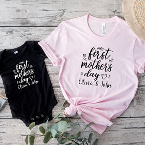 Personalized Our First Mothers Day Shirt, Mommy And Me Matching Shirt, New Mom Mothers Day Gift, Mother And Baby First Mothers Day