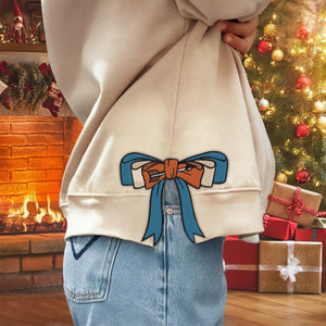 Princess Side Bow Sweatshirt Embroidery Design, Glitter Bow Christmas Embroidery, Holiday Bow Embroider