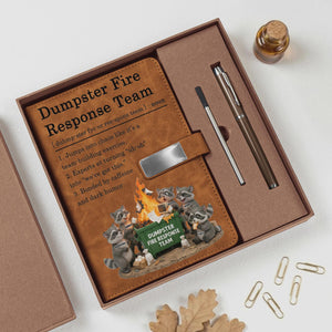 Dumpster On Fire Response Team Funny Gift For Coworker Personalized Notebook Set, Work Bestie Office Humor Journal, Boss Manager Gag Gift
