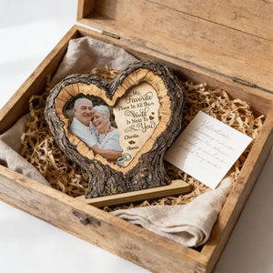 Favorite Place Next To You Couple Custom Photo - Personalized Wooden Plaque - Anniversary Gift, Valentine's Gift For Couple