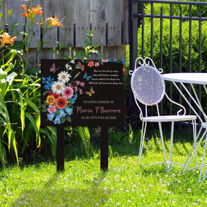 Custom Floral Memorial Sign Stake, Memorial Grave Marker, Metal Garden Marker, Metal Memorial Marker, Floral Plaque Marker