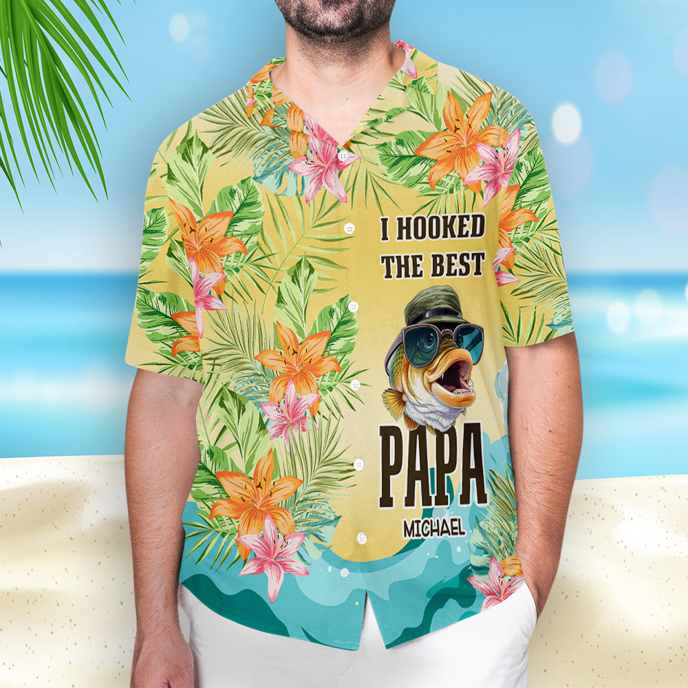 Dad Taught Me How To Fish - Personalized Hawaiian Shirt - Gift For Fishing Dad, Father's Day Gift Idea
