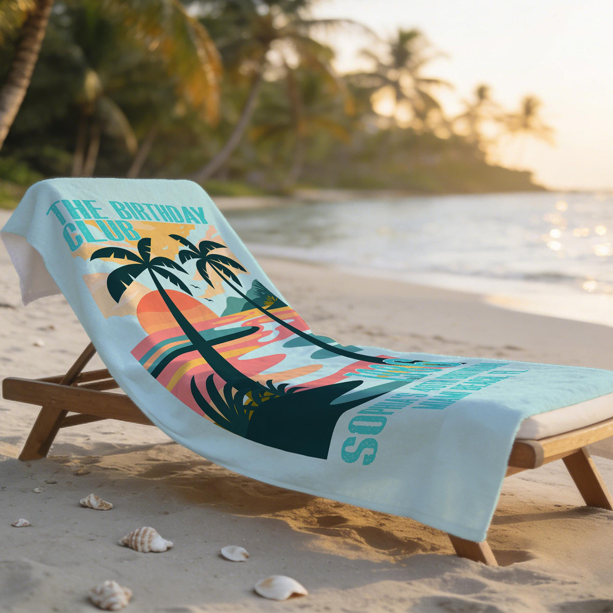 Custom The Birthday Club Beach Towels for Girl, Birthday Trip Pool Towel, Tropical Towel Gift, Beach Lover's Gifts, 30/40/50/60th Birthday Party