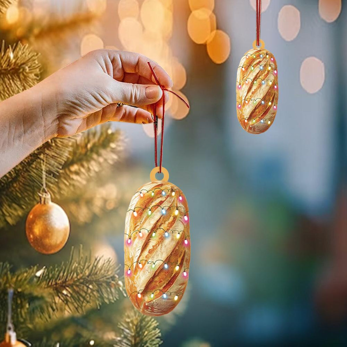 Bread 2D Flat Christmas Ornament, Bread Christmas Hanging Tree Decor, Loved Bread Ornament, Xmas Hanging Holiday Ornament Gift