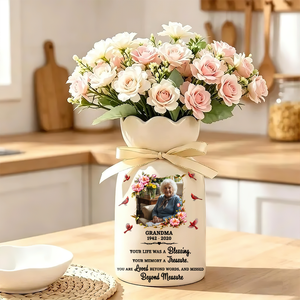 Blessing Memorial Personalized Ribbon Tie Flower Vase