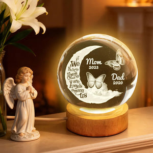 I Believe There Are Angels Among Us - Personalized Crystal Ball LED Night Light - Memorial Gift For Family