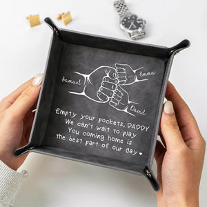 Empty Your Pocket Dad Personalized Valet Tray, Fathers Day Gift for Him, Husband Catchall, Papa Leather Organizer, Daddy Table Key Tray Gift