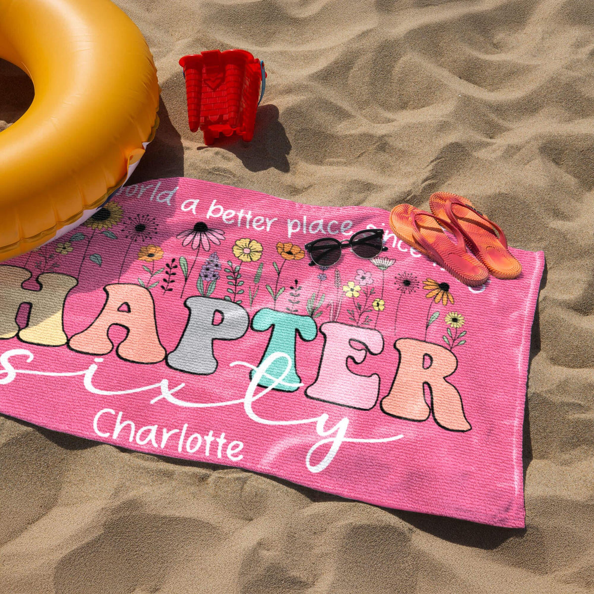 Personalized 60th Birthday Beach Towel, Floral Chapter Sixty Beach Towel, 60th Birthday Gift, 60 Years Old Birthday Gift, 1966 Birthday Gift
