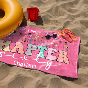Personalized 60th Birthday Beach Towel, Floral Chapter Sixty Beach Towel, 60th Birthday Gift, 60 Years Old Birthday Gift, 1966 Birthday Gift