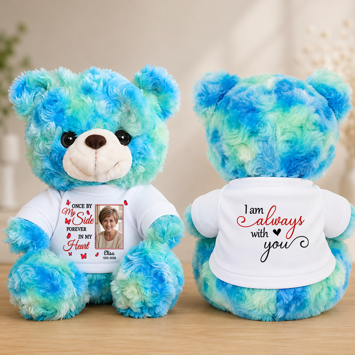 Once By My Side Forever In My Heart Memorial Sympathy Remembrance - Personalized Teddy Bear