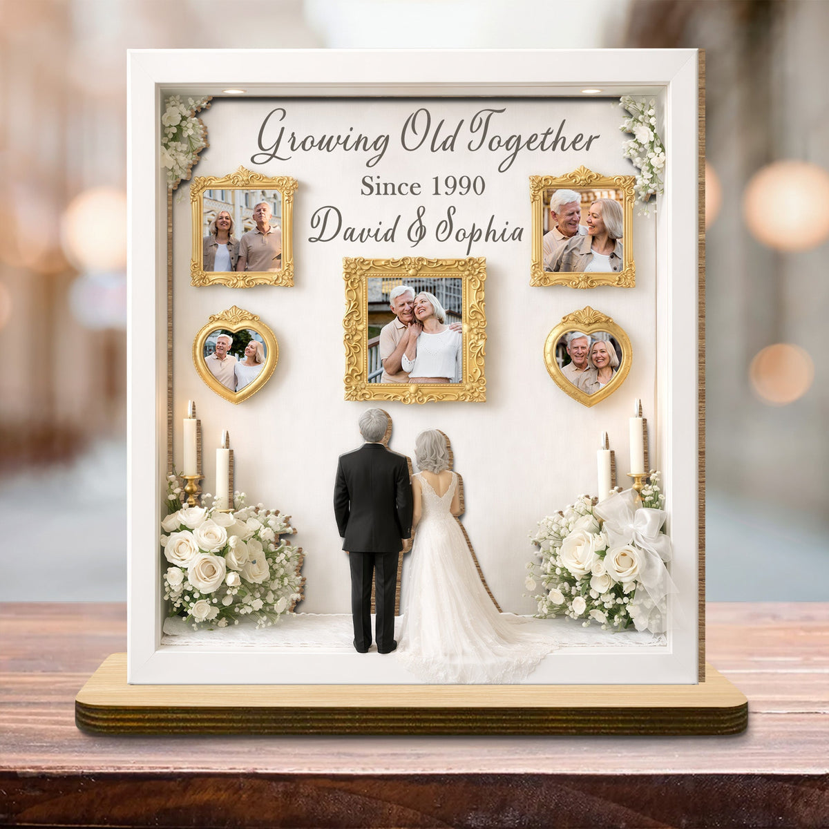 Growing Old Together Wedding Gallery - Personalized Wooden Plaque - Gift For Couple