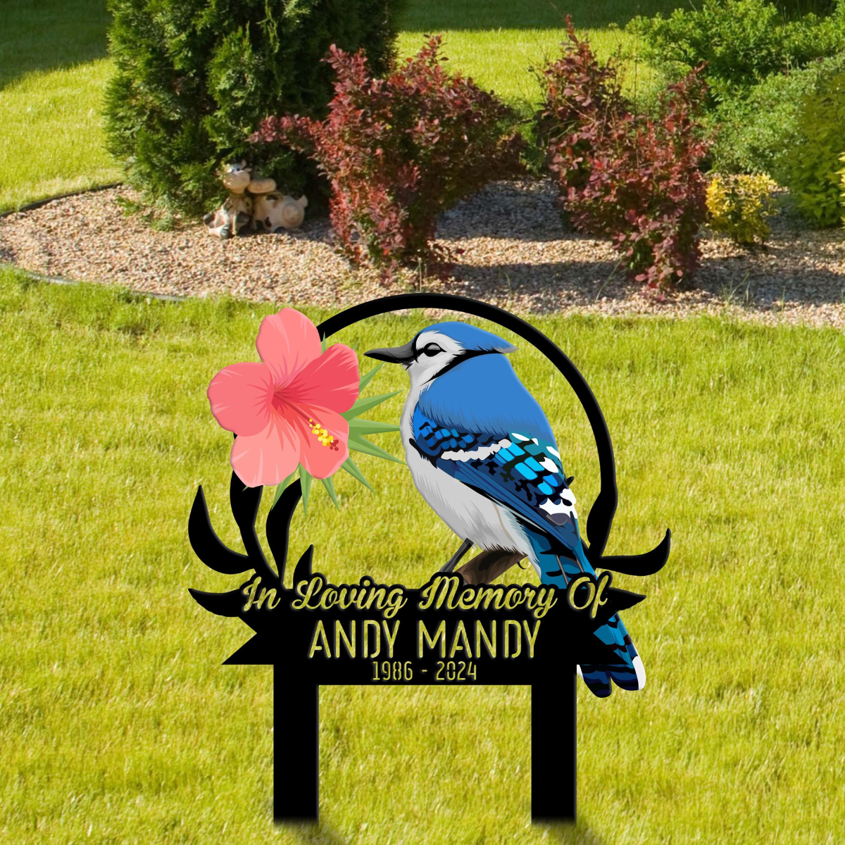 Custom Blue Jay Bird Memorial Stake, Personalized Blue Jay Garden Memorial, Memorial Plaque, Cemetery Stake, Remembrance Gift, Mom Loss Gift