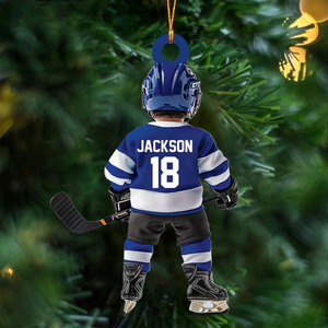 Kid Ice Hockey Player - Personalized Acrylic Ornament - Christmas Hockey Player Gifts
