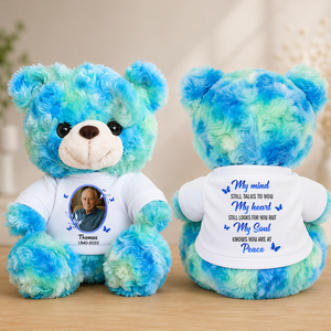 My Mind Still Talks To You Photo Butterflies Sympathy Remembrance - Personalized Memorial Teddy Bear