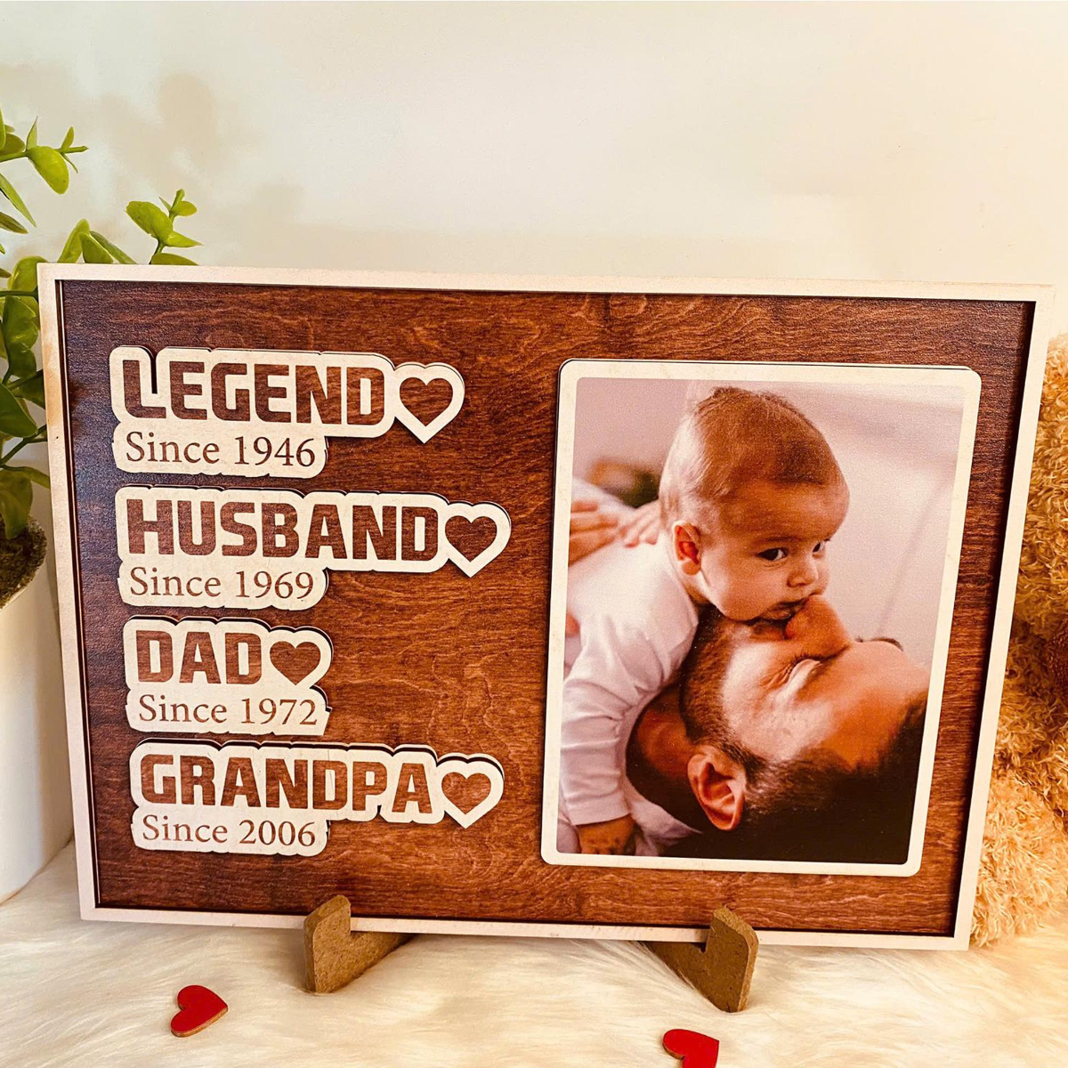 Personalized Legend Husband Dad Grandpa Sign, Wooden Sign For Papa, Custom Photo Wood Sign, Dad Sign, Father's Day 2025 Gift