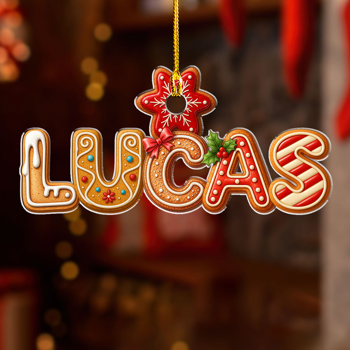 Custom Gingerbread Christmas Letters - Personalized Shaped Ornament - Christmas Gift For Family