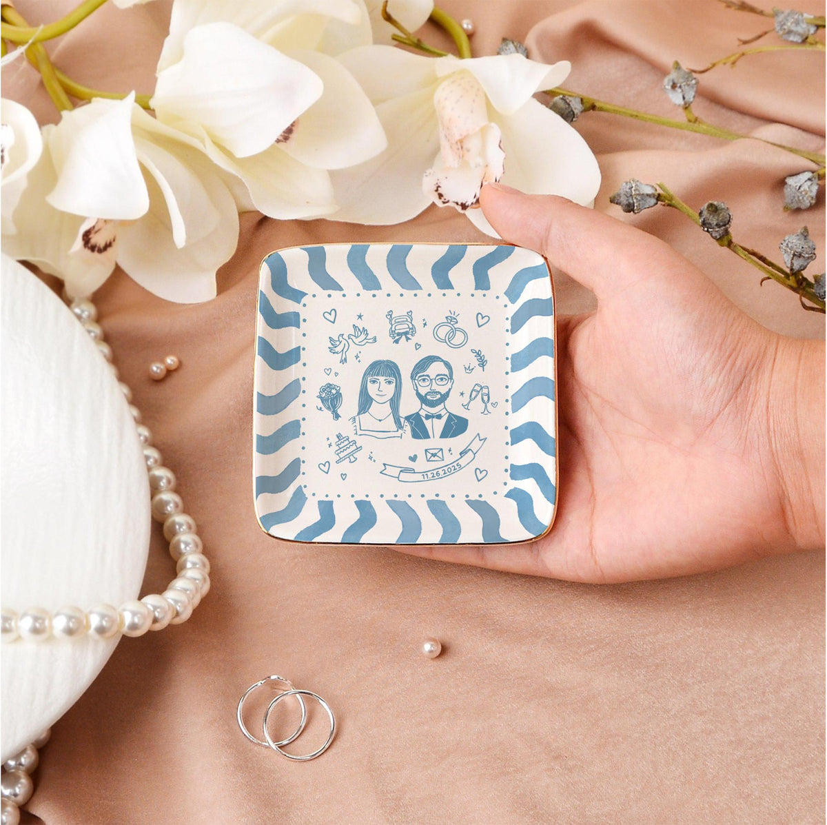 Custom Engagement Ring Dish, Personalized Engagement Gift for Bride, Engaged Jewelry Dish for Her, Custom Wedding Jewelry Tray