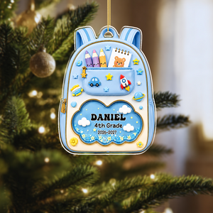 School Year Backpack Acrylic Ornament - Personalized Kids Christmas Gifts