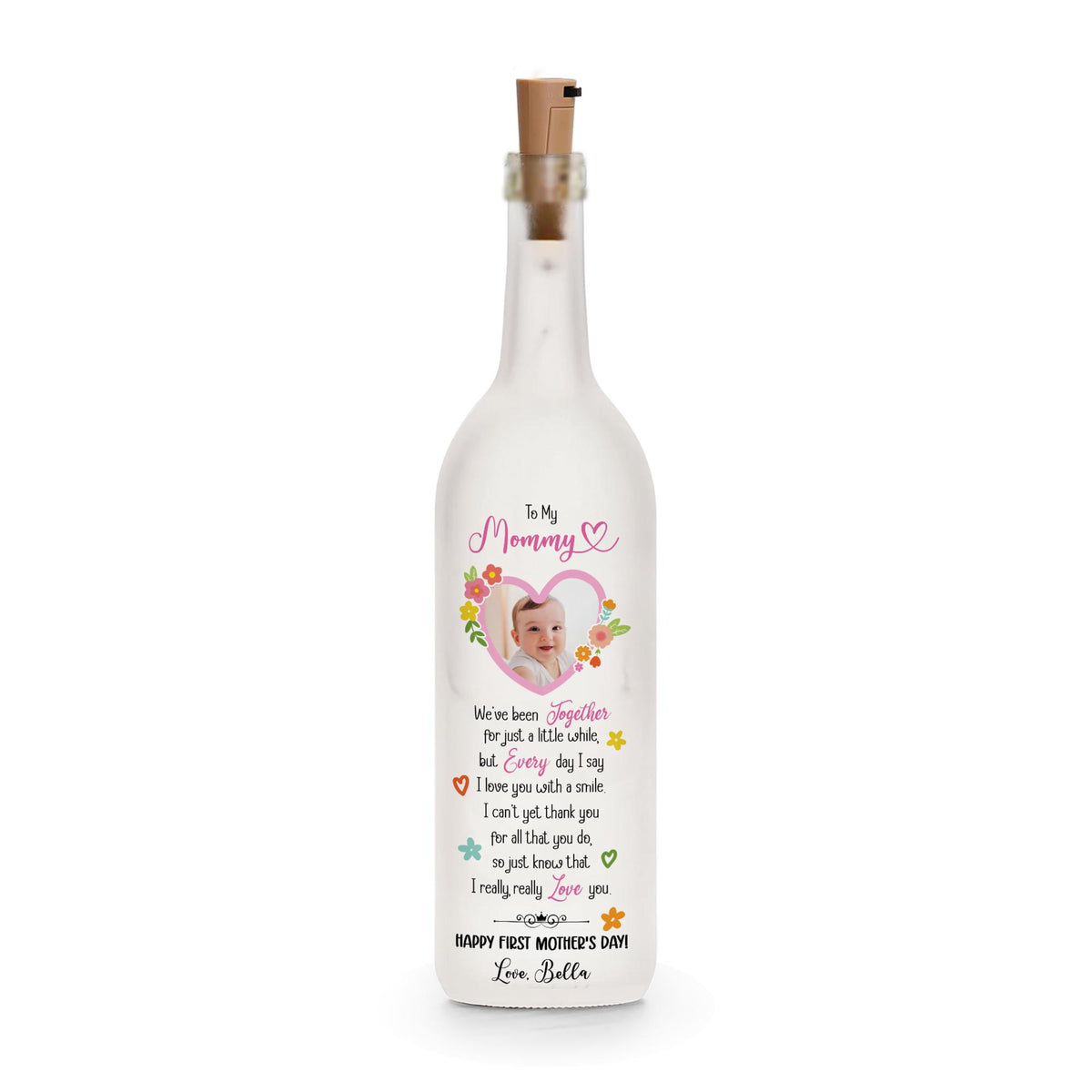 To My Mommy Happy 1st Mother's Day - Personalized Bottle Lamp - Gift For New Mom, 1st Mother's Day