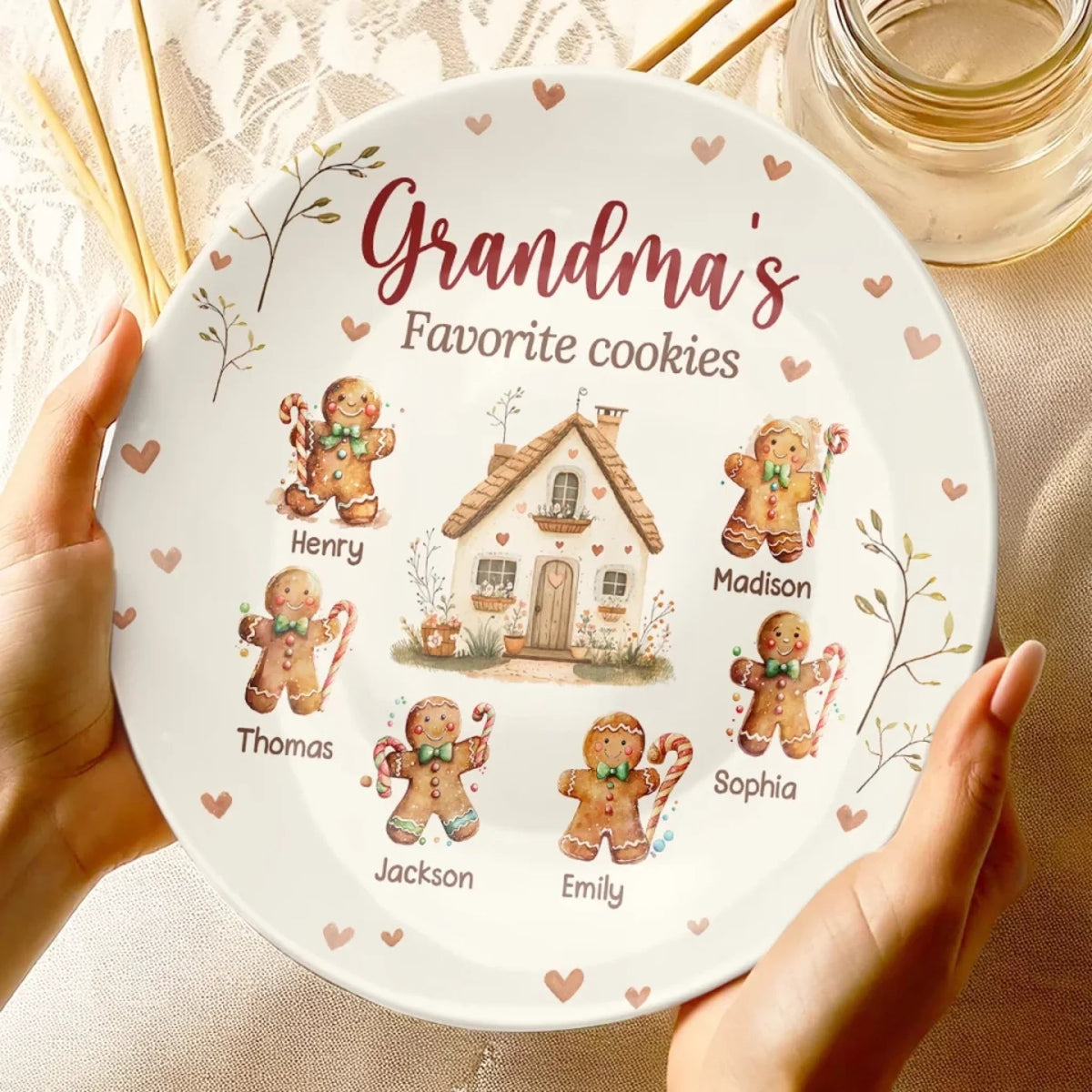 Grandma's Favorite Cookies - Personalized Ceramic Plate - Christmas Gift, Birthday Gift For Mom, Grandma