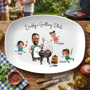 Personalized Grilling Platter with Kids Faces, Custom BBQ Plate for Dad Father s Day Gift, Grilling With Daddy Plate