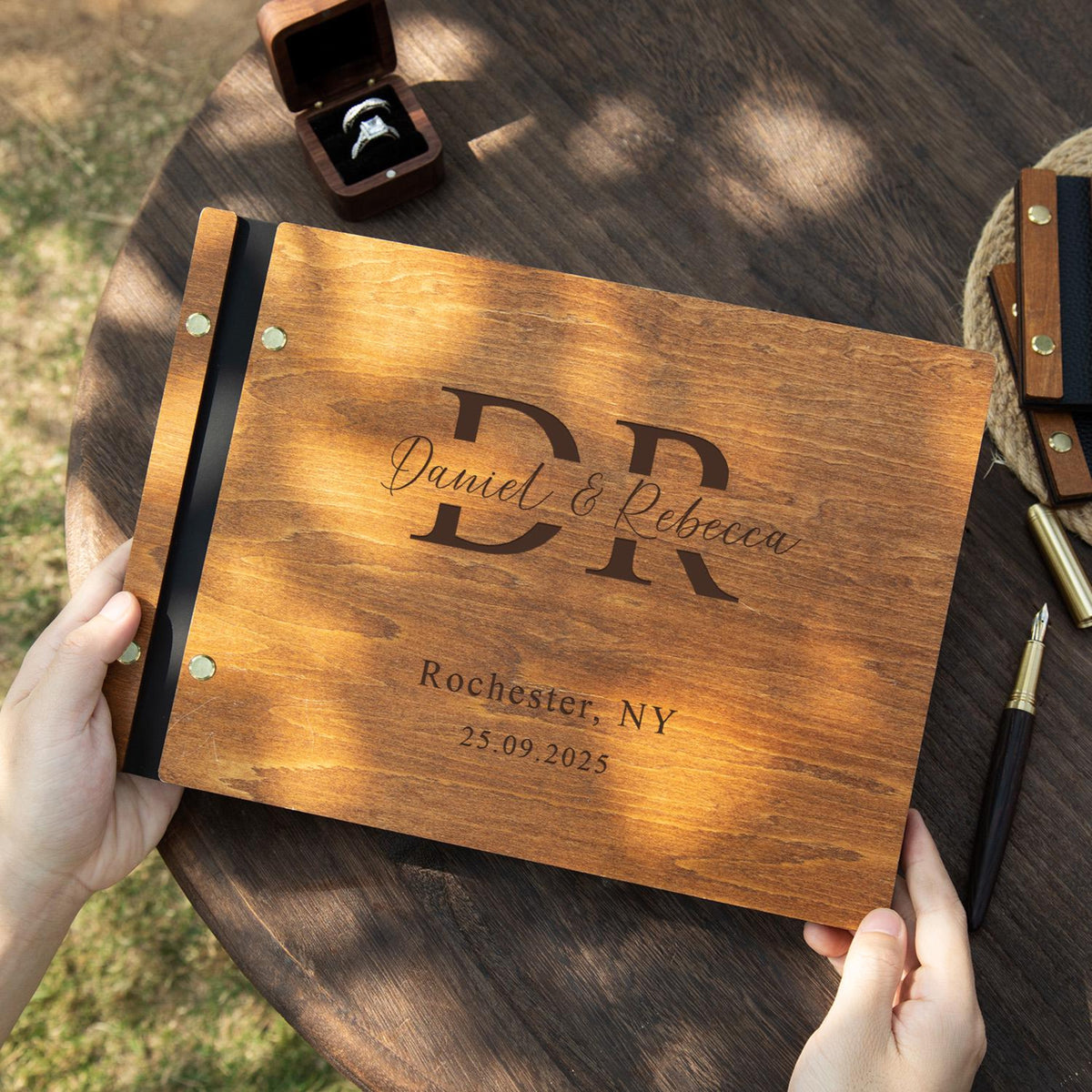 Personalized Wedding Guestbook, Elegant Wooden Wedding Guest Book, Reception Book , Photobooth Guestbook, Photo Album, Wedding Keepsake