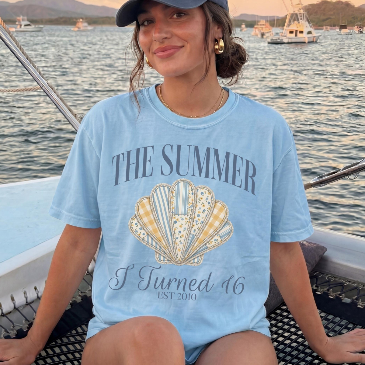 The Summer I Turned 16 Shirt, 16th Birthday Shirt, Faux Patchwork Beach Birthday Shirt, 16th Birthday Gift for Girl