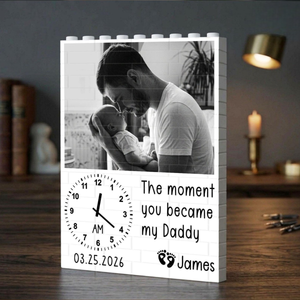 The Moment You Became My Daddy, Custom Daddy and Me, Personalized Photo Building Blocks, First Fathers Day, New Born Baby Photo Gift
