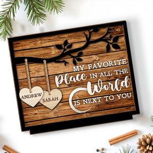 Tree Hearts - Personalized Wooden Plaque With Flat Base - Anniversary Gift, Valentine's Day Gift For Couple