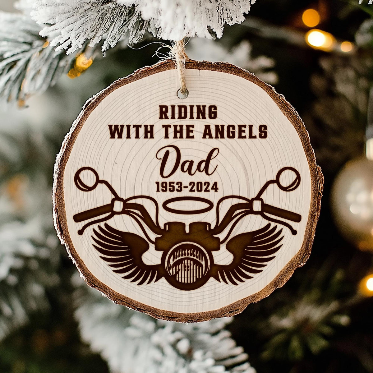 Custom Memorial Motorcycle Wings Ornament, Riding With The Angels Motorcycle, Dad Loss Gift