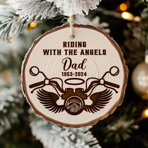Custom Memorial Motorcycle Wings Ornament, Riding With The Angels Motorcycle, Dad Loss Gift
