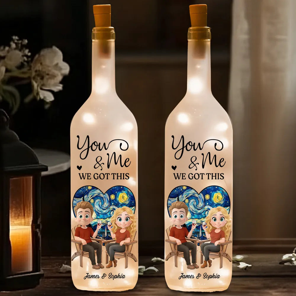 You & Me We Got This - Personalized Bottle Lamp - Valentine's Day Gift, Anniversary Gift For Couple