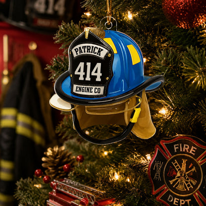Firefighter Helmet 2D Flat Printed - Personalized Acrylic Ornament - Gift For Firefighter