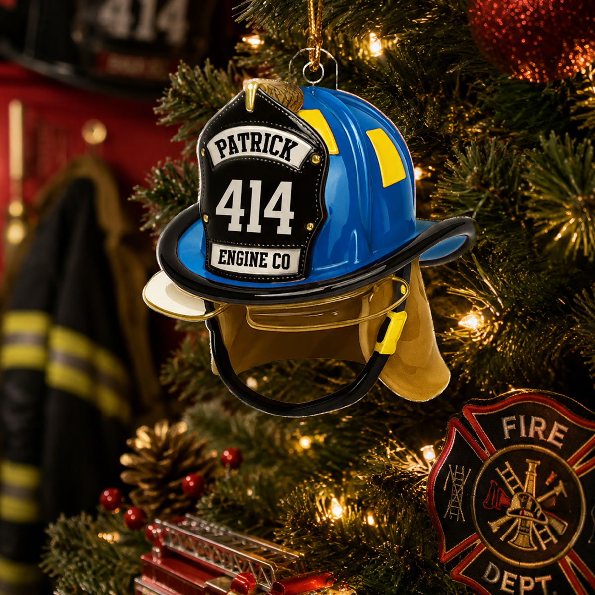 Firefighter Helmet 2D Flat Printed - Personalized Acrylic Ornament - Gift For Firefighter