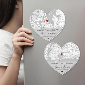 Personalized Anniversary Gift, Custom Location Map Fridge Magnet, Where We Met Map Magnet, Gift For Him, Newly Engaged Gift, Couples Gift