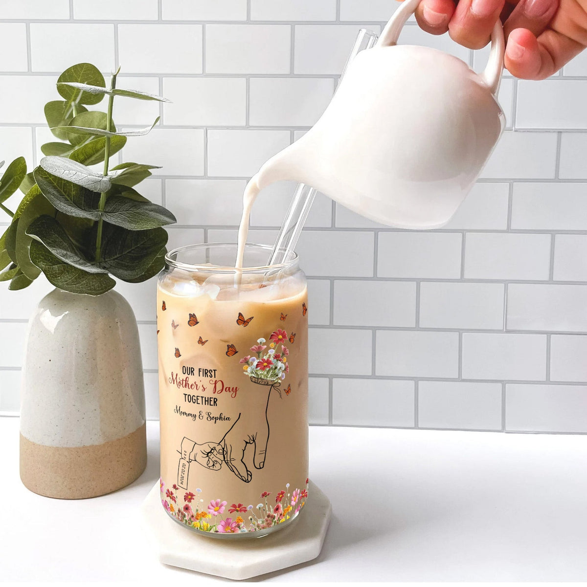 Our First Mother's Day Together - Personalized Glass Tumbler - Gift For New Mom, Mother's Day Gift